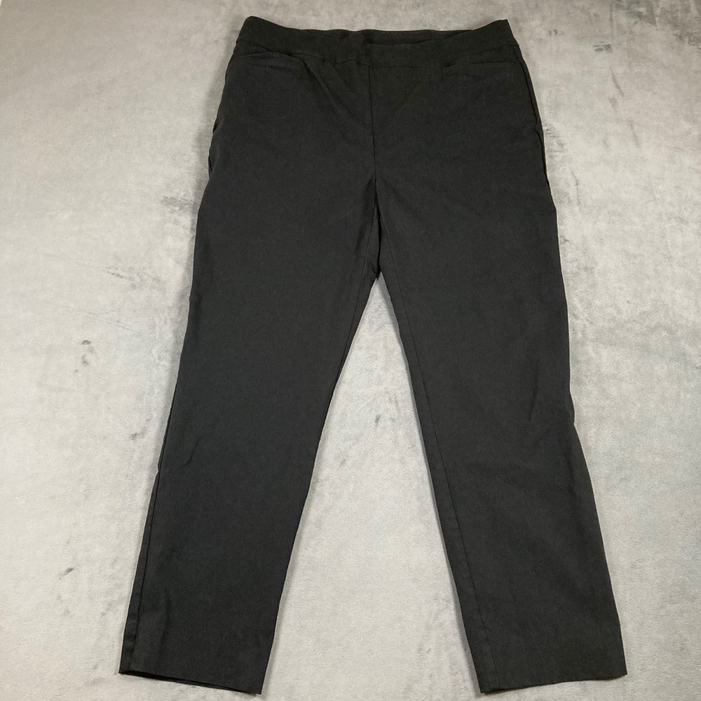 Chicos Black Pull On Ankle Pants Womens Size 2R US 12R Slim Leg Rayon Blend